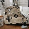 Cow Skull Cactus And Tribal Pattern With Space Lightweight Personalized Blanket Customize Your Name Durable Comfort Throw For Sofa Couch Office Bed