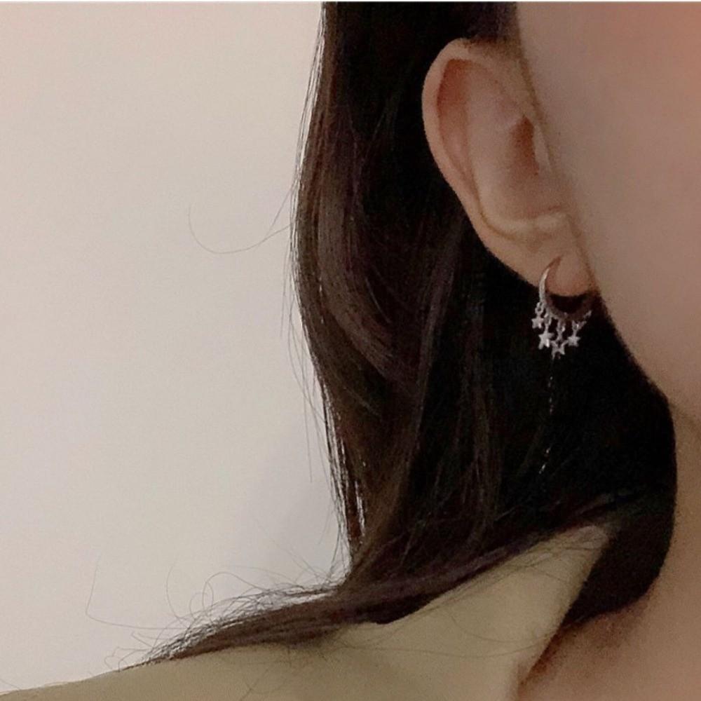 Temperament Pentagram Tassel Earrings Light Luxury Star Earrings Simple Small Ear Stud  Wedding