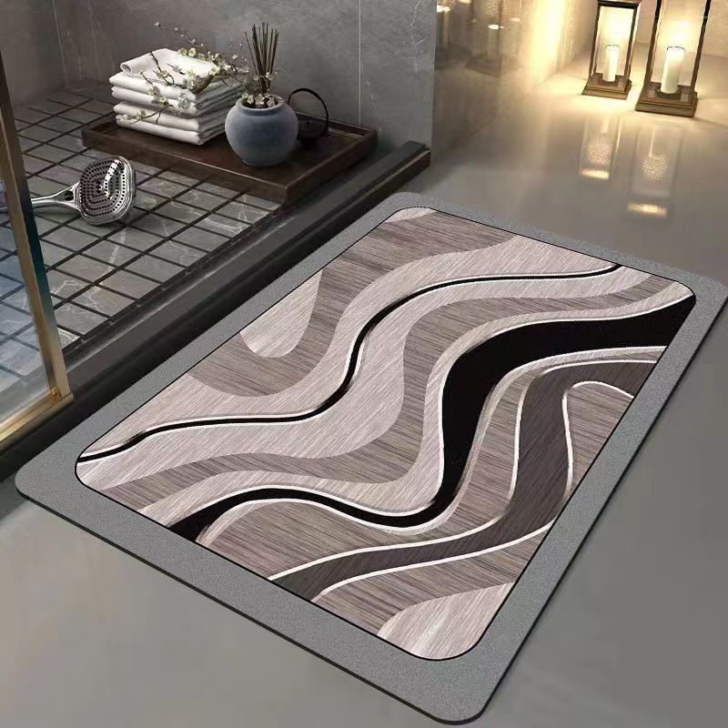 Thickened diatomaceous earth suction, rubber anti slip, light luxury bathroom door anti fouling quick drying door floor mat