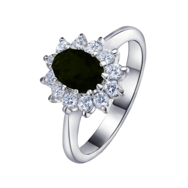 Hot Sale Concubine Popular Tanzanite Dark Blue Diamond Engagement Ring Green Zircon Real Gold Ring