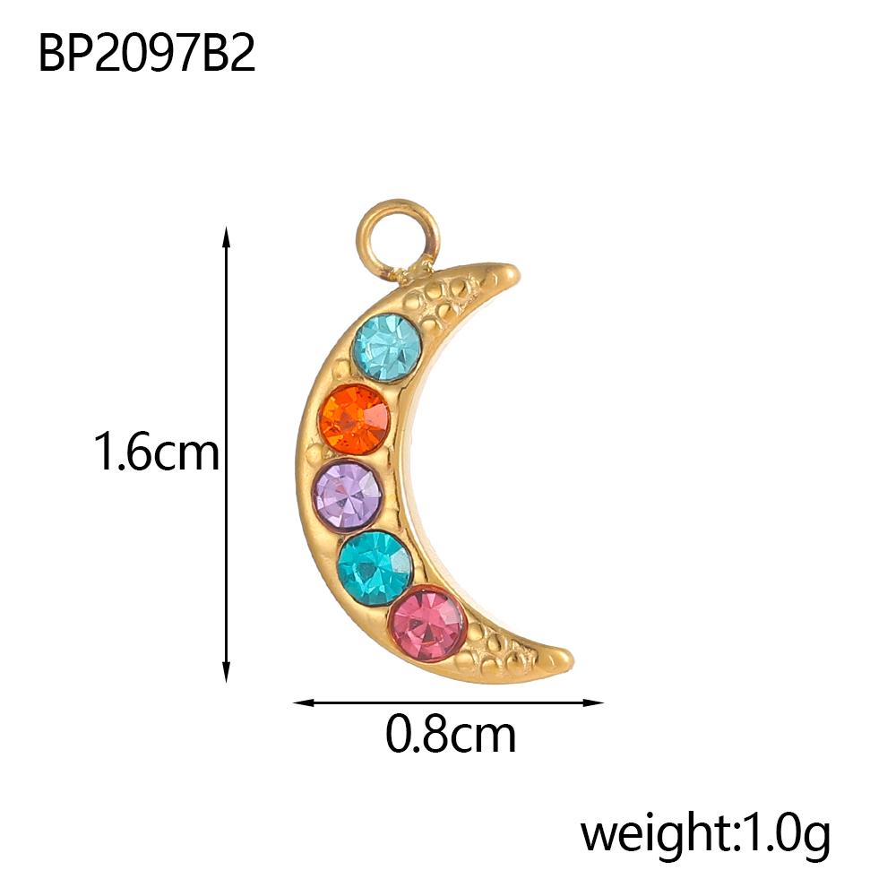 CARLIDANA Shiny Stainless Steel Star Pendant Moon Cross Colorful Rhinestone Charms Making Women DIY Necklace Bracelet Earrings