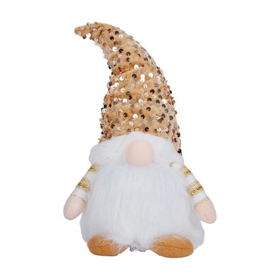 Light-Up Christmas Gnome Decoration Handmade Sequin Hat Faceless Dwarf Doll with Light Glowing Plush Elf Ornament Holiday Party Gift