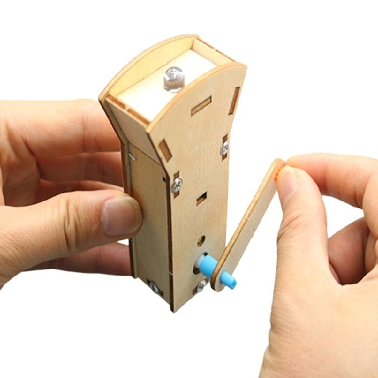 Educational Hand Powered Generator Model Wooden Flashlight Set Physics Learning Toy For Children Science Project