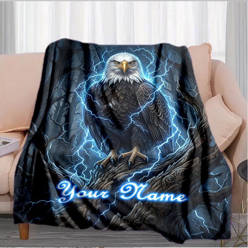 1PC Custom Name Eagle Forest Blanket Versatile,all-season Throw Suitable for the Living Room,bedroom,camping,travel,and Gift