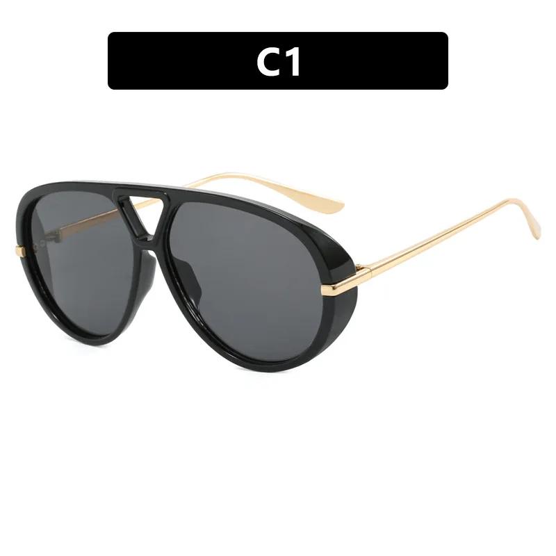 

Vintage y2k Big Frame Pilot Sunglasses Women For Men Popular Luxury Brand Designer Sun Glasses Punk Rivet Oversized Shades UV400 As the picture
