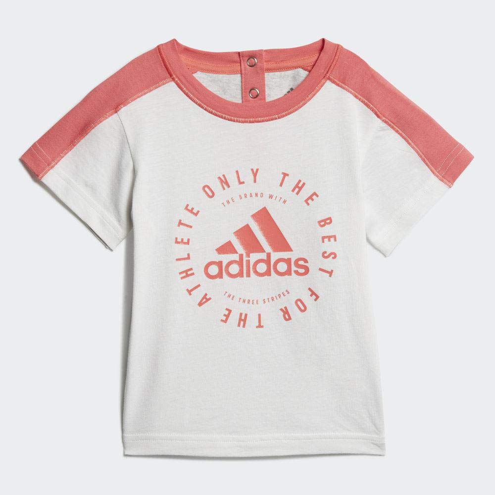 Trainingsbekleidung I Sport ID Logo Shorts Set FTM85 Kinder Pink F13 Japan 60 [Adidas] T-Shirt & [Junior] Weiß/Prisma (DV1261) (GRATIS Größe)