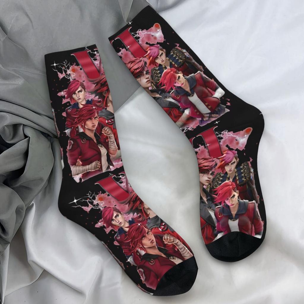 Arcane Vi Și Jinx Ciorapi Anime Bărbați Șosete Moi Respirabile Șosete Amuzante Primăvară Skateboard Antiderapante Șosete Personalizate Cadou de Ziua de Naștere