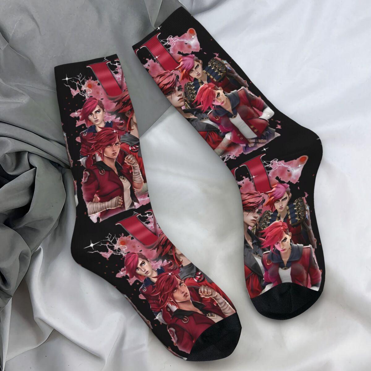 

Аркейн Ви И Джинкс Аниме Чулки Мужские Носки Мягкие Дышащие Забавные Носки Весенние Скейтборд Противоскользящие Индивидуальные Носки Подарок на День Рождения One Size