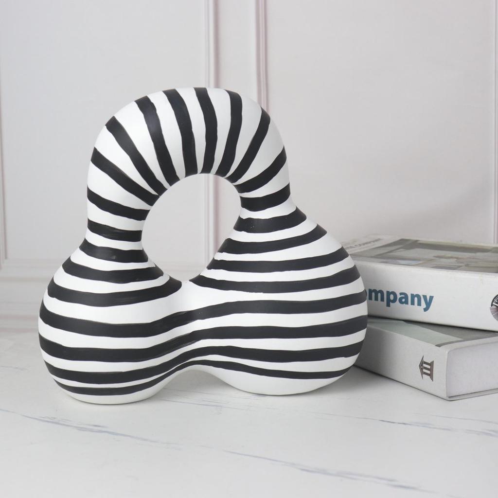 Nordic Black & White Striped Ornament for Home Decor and Office Display