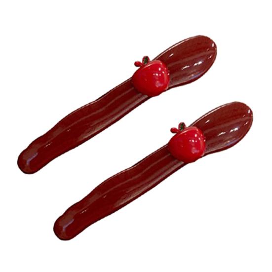 

2Pcs Girl Hairpins Three-Dimensional Fruit Design Glossy Resin Texture Fix Broken Hair Slender Clip Hair Accessories A
