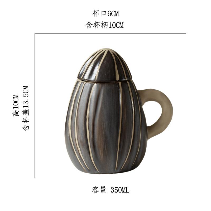 

Креативные керамические кружки в виде причудливых арбузных семечек с крышкой, офисные забавные чашки для питья, подарки для подруг 380ml