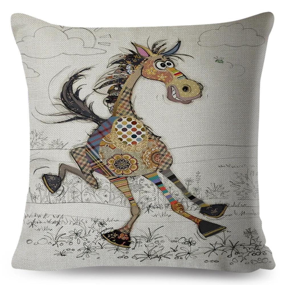 Nordic Style Cartoon Monkey Dog Cat Rabbit Cushion Cover Decor Children Drawing Animal Pillow Case for Sofa Home Car Pillowcase