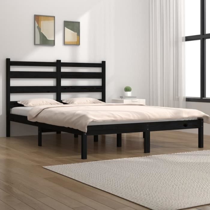 VidaXL Bed Frames Black Solid Pine Wood 200x200 Cm 3103672