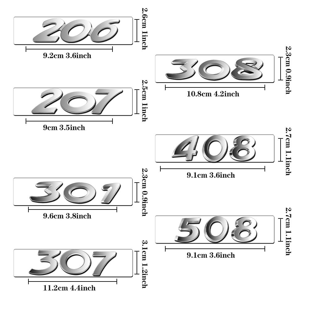 Autocollants Emblèmes de Coffre de Carrosserie de Voiture ABS 3D Pour Peugeot 206 207 301 307 308 408 508 2008 3008 5008 107 Badge Lettre Autocollant Accessoires