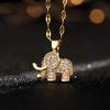 Retro Exquisite Elephant Stainless Steel Necklace Suitable For Summer Travel And Fashionable Zircon