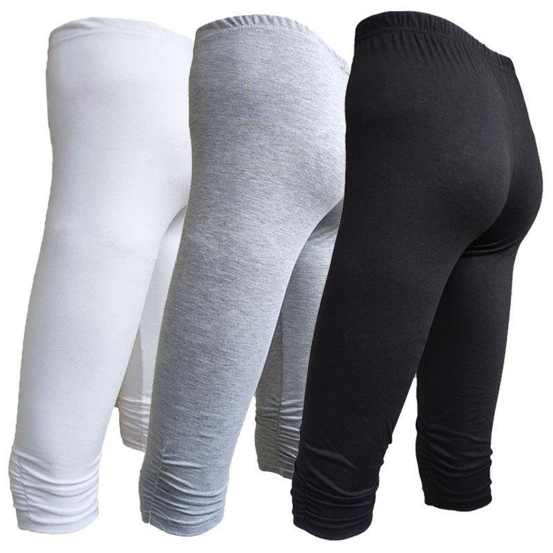 Europäischer & Amerikanischer Stil Plissierte Baumwolle Sommer Schlankmachend Übergröße Bonbonfarbe Damen Leggings