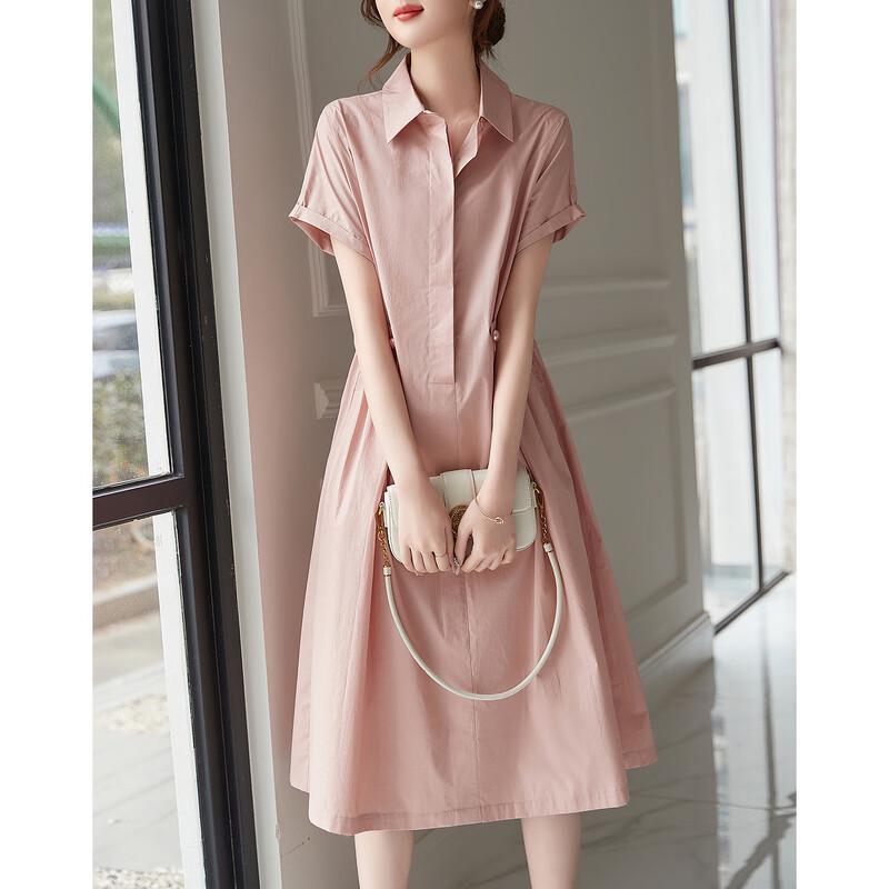 Demana Women's Poplin Cotton Mid-Length Shirt Dress