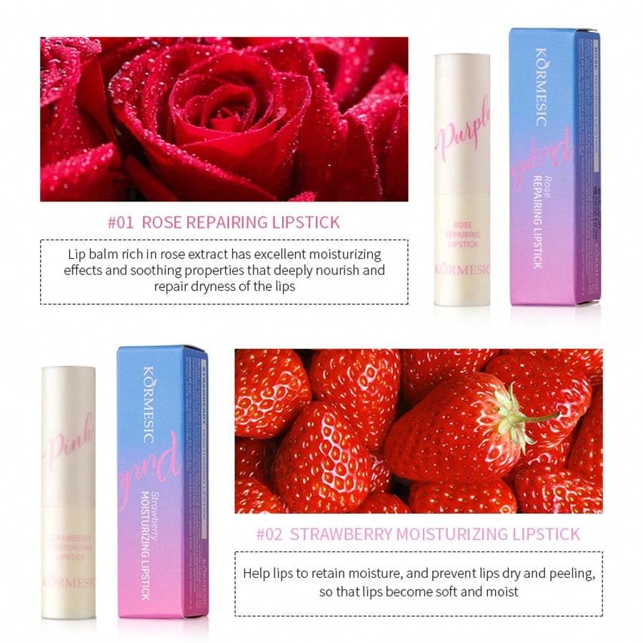 1 Stück Erdbeergeschmack Lippenstift Temperaturfühlend Farbwechsel Tiefe Hydratation Rissige Lippen Reparatur Aufhellen