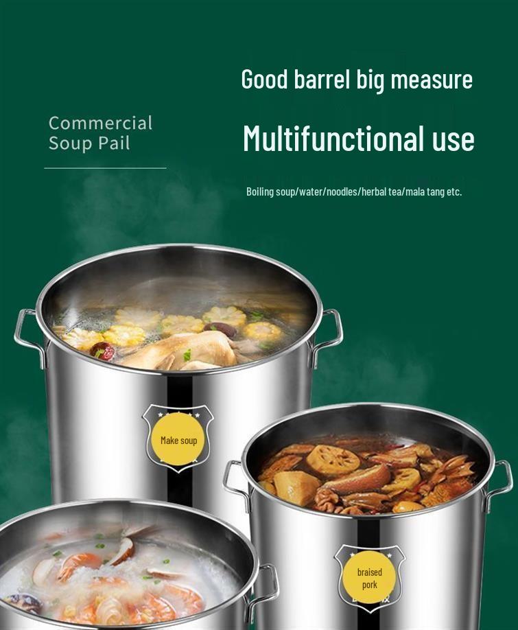 Extra dicker Eimer aus 304 Edelstahl: Großes Fassungsvermögen für Lake, Suppe, Reis und Wasser mit Deckel