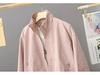 Women's High Collar Spring & Autumn Windbreaker: Lightweight, Solid Color, Short Cardigan - Fashionable Belly-Covering Jacket for 2025.