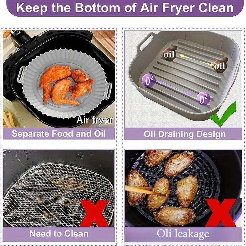 Airfryer Silicone Basket Reusable Baking Tray Silicone Mold for AirFryer Pizza Fried Chicken Basket Air Fryer Liners Accessories