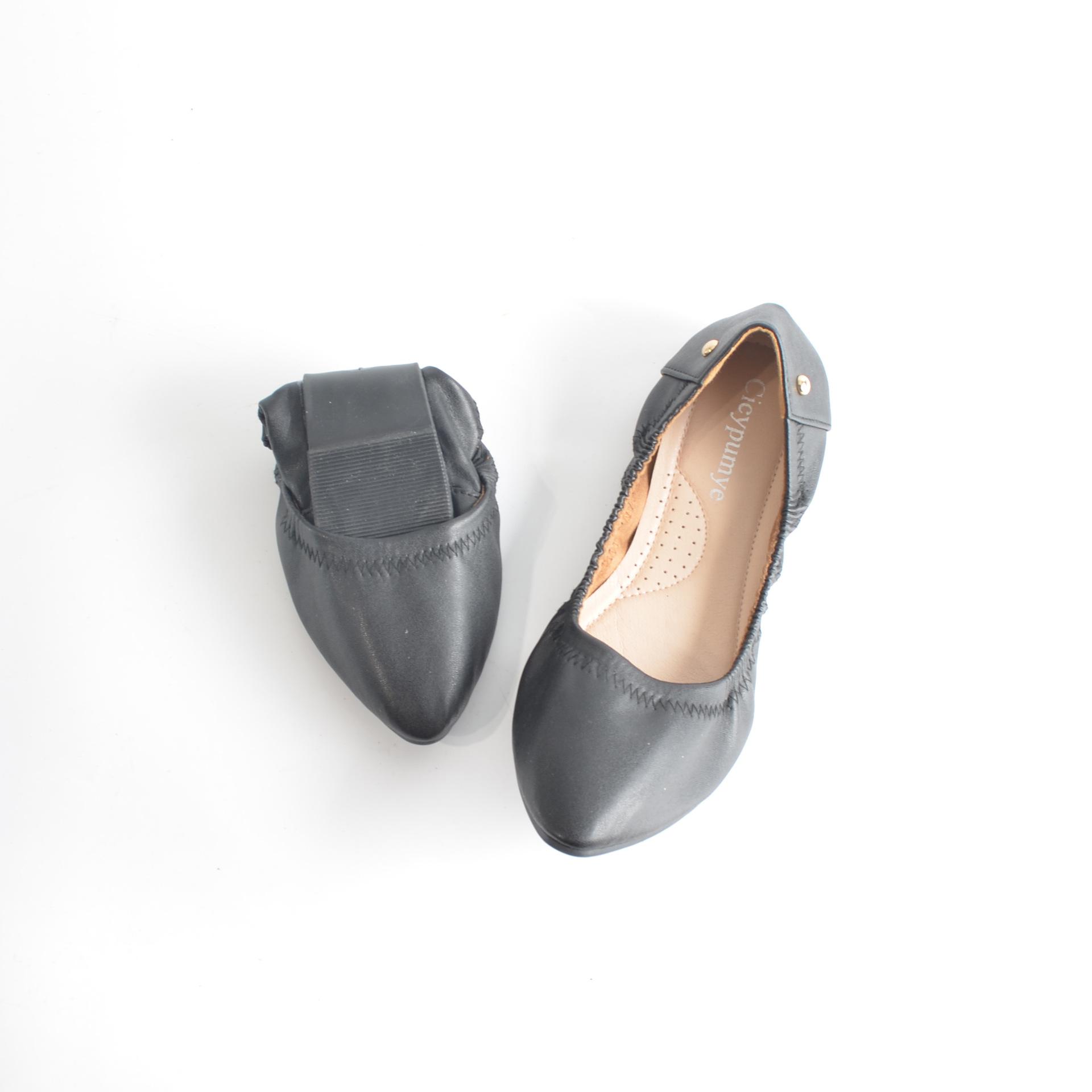 

Туфли-лодочки с острым носком, женские туфли на толстой мягкой подошве, новинка 2025 года, балетки на плоской подошве 37(US6) чёрный