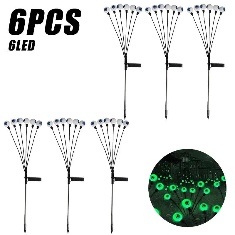 1Pack Wind-Powered Eye Bulbs with 6 Solar-Powered LED Bulbs  Halloween-Themed Outdoor Garden Decor for Yard Lawn Halloween