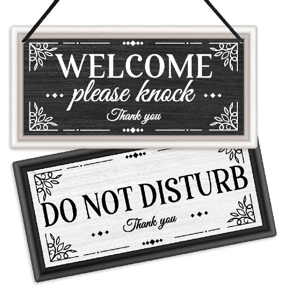 Putuo Decor Welcome Please Knock Office Door Signs, PVC Do Not Disturb Door Hanger Sign, Meeting In Progress Sign For Office Door Therapist