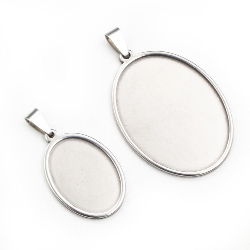 5 Stück Edelstahl 18x25mm 30x40mm Oval Innenmaß Anhänger Cabochon Basis Cameo Leere Fassung Charmschale für DIY Schmuck