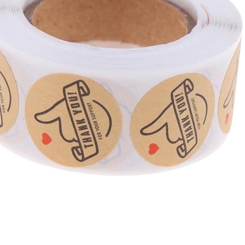 500 Etiketten/Rolle Rundes Naturkraftpapier Danke Aufkleber Siegel Etiketten Aufkleber