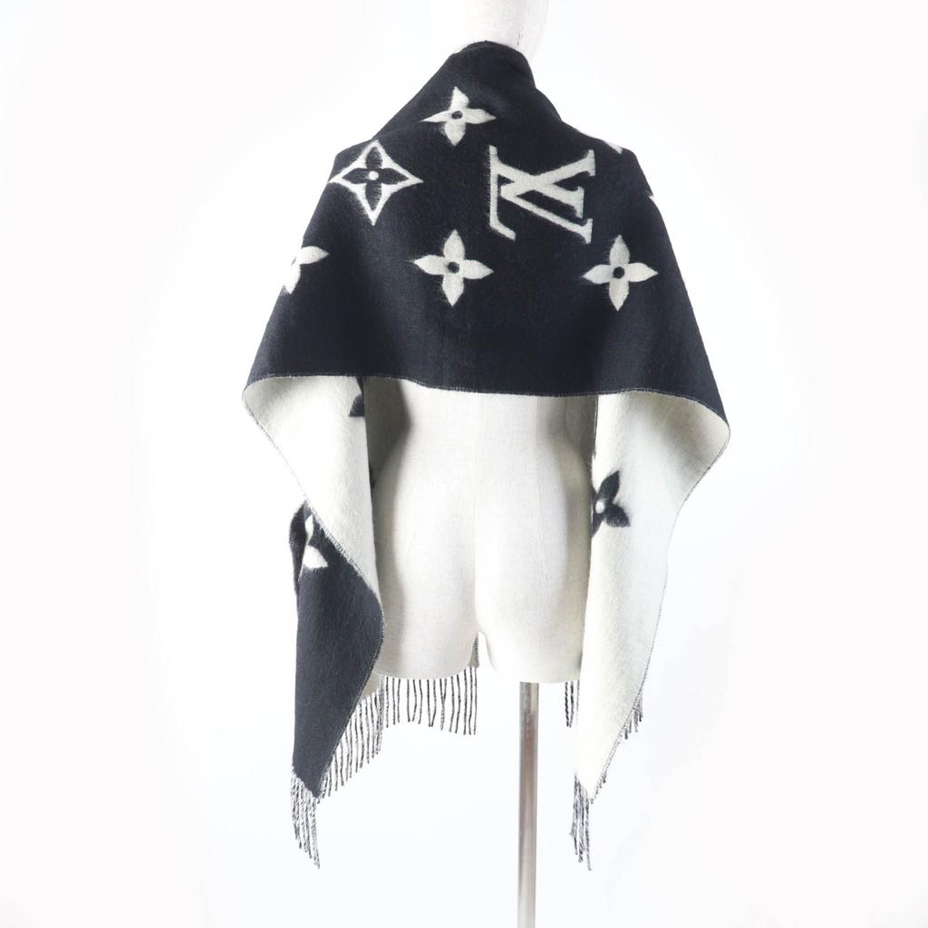 Very Good LOUIS VUITTON Scarf Muffler Cold Reykjavik Mink fur with fringe cashmere Women M74353 Used