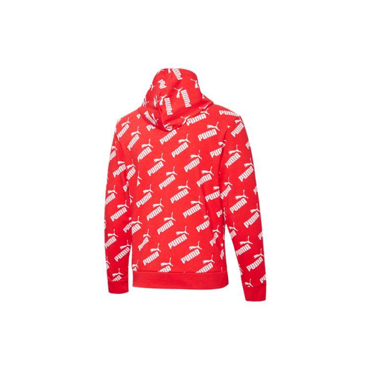 Puma Amplified Logo All-Over Print Hoodie Men Hoodies Red 582795-11