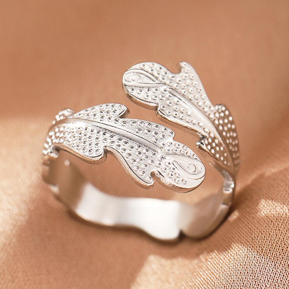 Stainless Steel Rings Vintage Plants Leaves Snake Exquisite Star Moon Adjustable Open Sweethearts Rings For Women Zircon Gifts