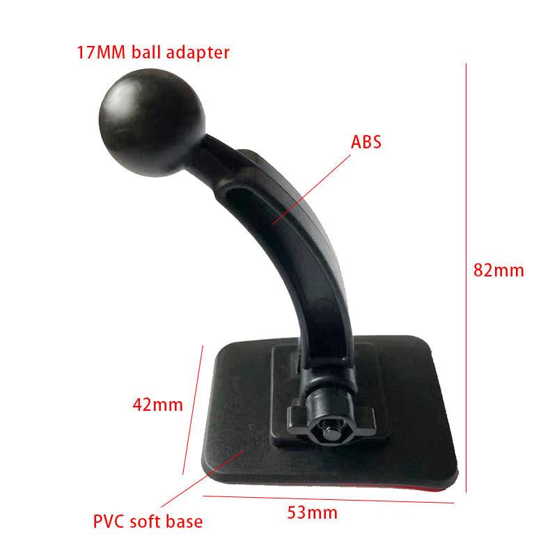 Universal Adhesive Car Phone Holder with Extended Rod and 17mm Ball Head for Curved Surfaces