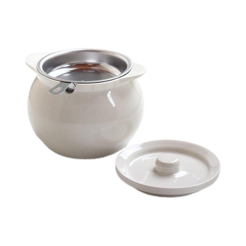 Ceramic Double-Handled Lard Jar with Lid - High-Temperature Resistant Kitchen Oil Storage Pot