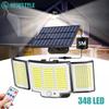 3500LM Solar Lights Outdoor with Motion Sensor 2400mAh Battery  IP65 Waterproof 348LED Security Lights Remote Control Solar Lamp