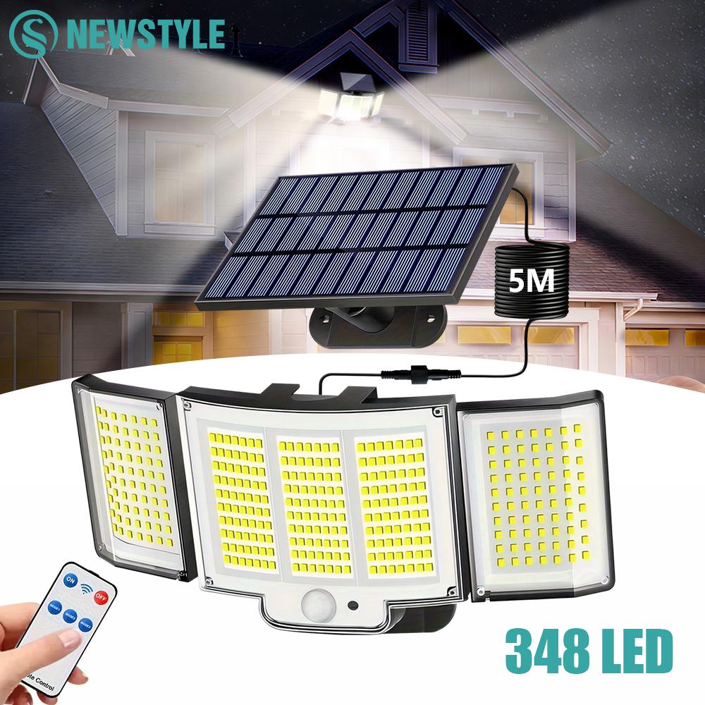 3500LM Solar Lights Outdoor with Motion Sensor 2400mAh Battery IP65 Waterproof 348LED Security Lights Remote Control Solar Lamp