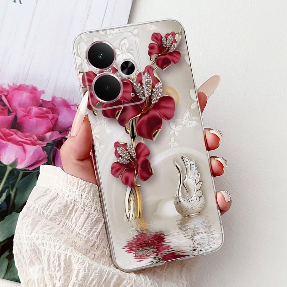 For Realme 14 5G Case Realme 14T Cover RMX5078 RMX5075 Shockproof Silicone Soft TPU Flower Bumper For Realme14 14 T Phone Shells