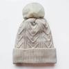Autumn and Winter Women's Beanie with Studs and Beads, Fleece-lined and Thickened, for Outdoor Sports, Warm Knitted Hat, Pullover Ski Hat