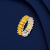 Fashion Rectangular Ring Hip-hop Colored Cubic Zirconia Universal Ring For Men And Women