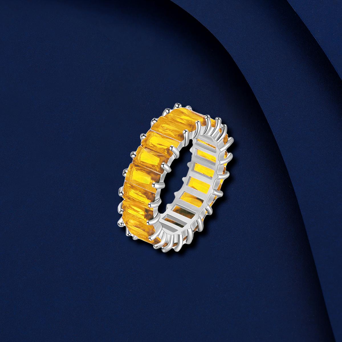 

Fashion Rectangular Ring Hip-hop Colored Cubic Zirconia Universal Ring For Men And Women 9