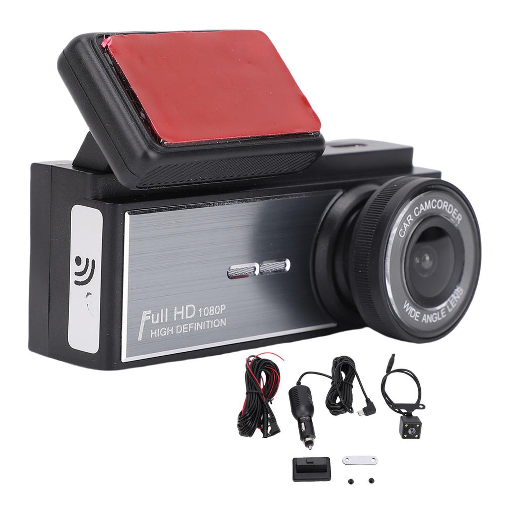 1080P Triple Dash Camera Front Rear Inside Driving Recorder with 2.0 HD Screen 170 degrees  Wide Angle Night Mode