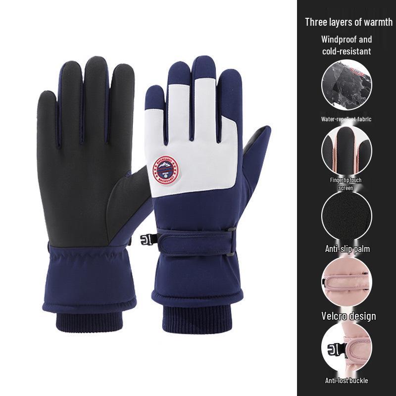 Guanti da sci invernali unisex: Foderato in Velluto, Touchscreen, Antivento e Antifreddo per Sport all'Aperto