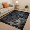 Classic Nordic Viking Totem Vegvisir Rune Valhalla Valknut Living Room Non-Slip Area Rug Carpet for Bedroom Sofa,Home Doormat