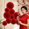 Chinese Red Paper Fan Decorations for Weddings and New Homes