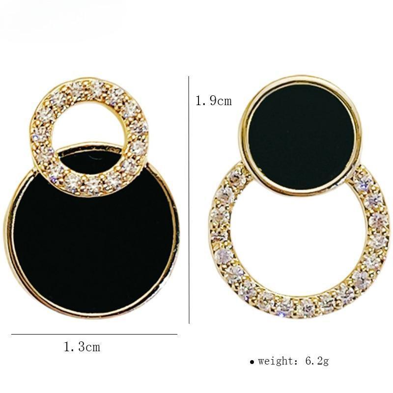 Asymmetrical Hollow Round Stud Earrings Women's Rhinestone Earrings Fashion Ear Jewelry Unusual Small Earrings Accessories CDN