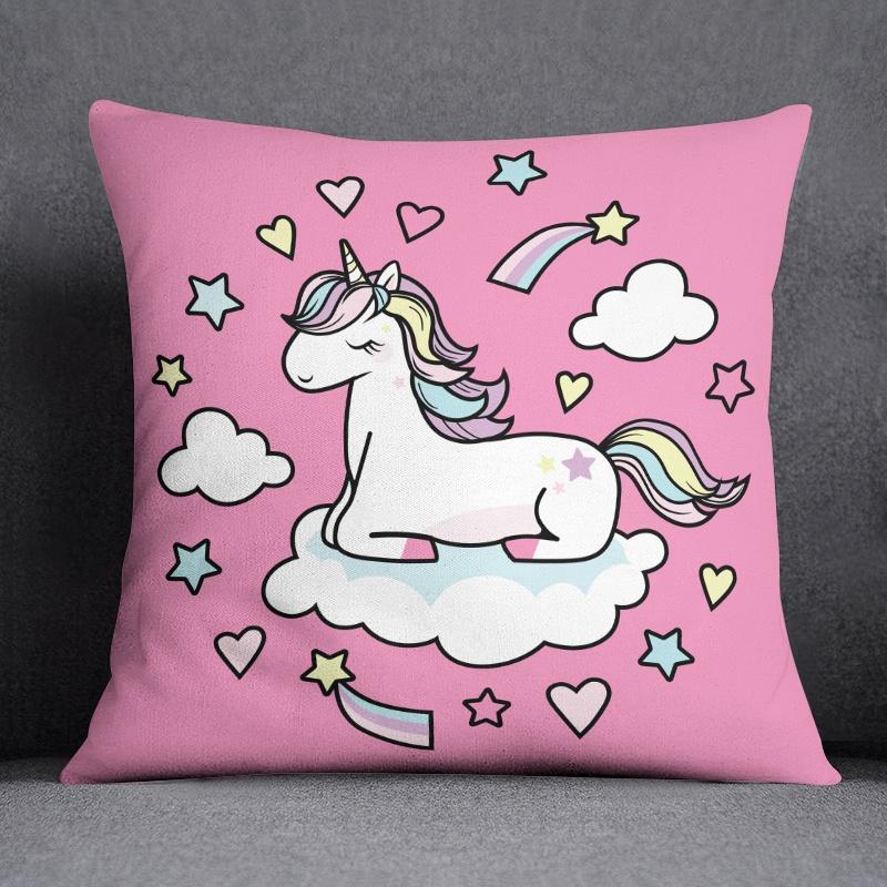 Cartoon Pink Unicorn Collection Pillow Gift Home Office Decor Pillow Bedroom Sofa Car Cushion Cover Pillowcase