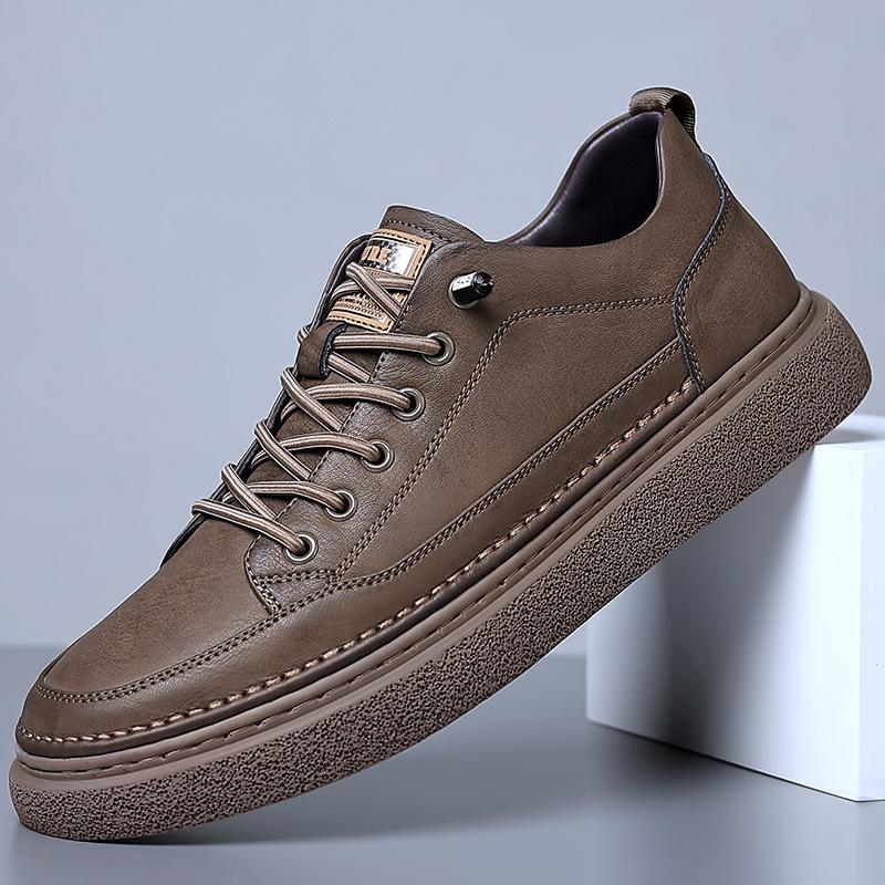 Spring new men's shoes men's casual leather shoes lace-up trend fashionable men's single shoes board shoes