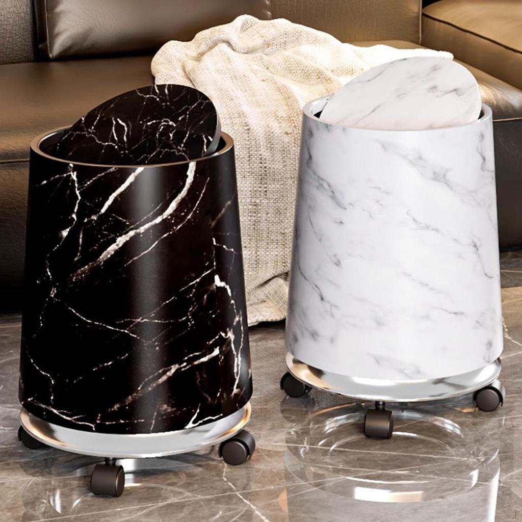 Marble Bathroom Trash Can Household Bin Reusable Rubbish Garbage Container Removable