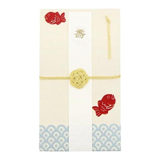 Hamamonyo Tenugui Handkerchief Envelope - Goldfish Pattern, Off-White